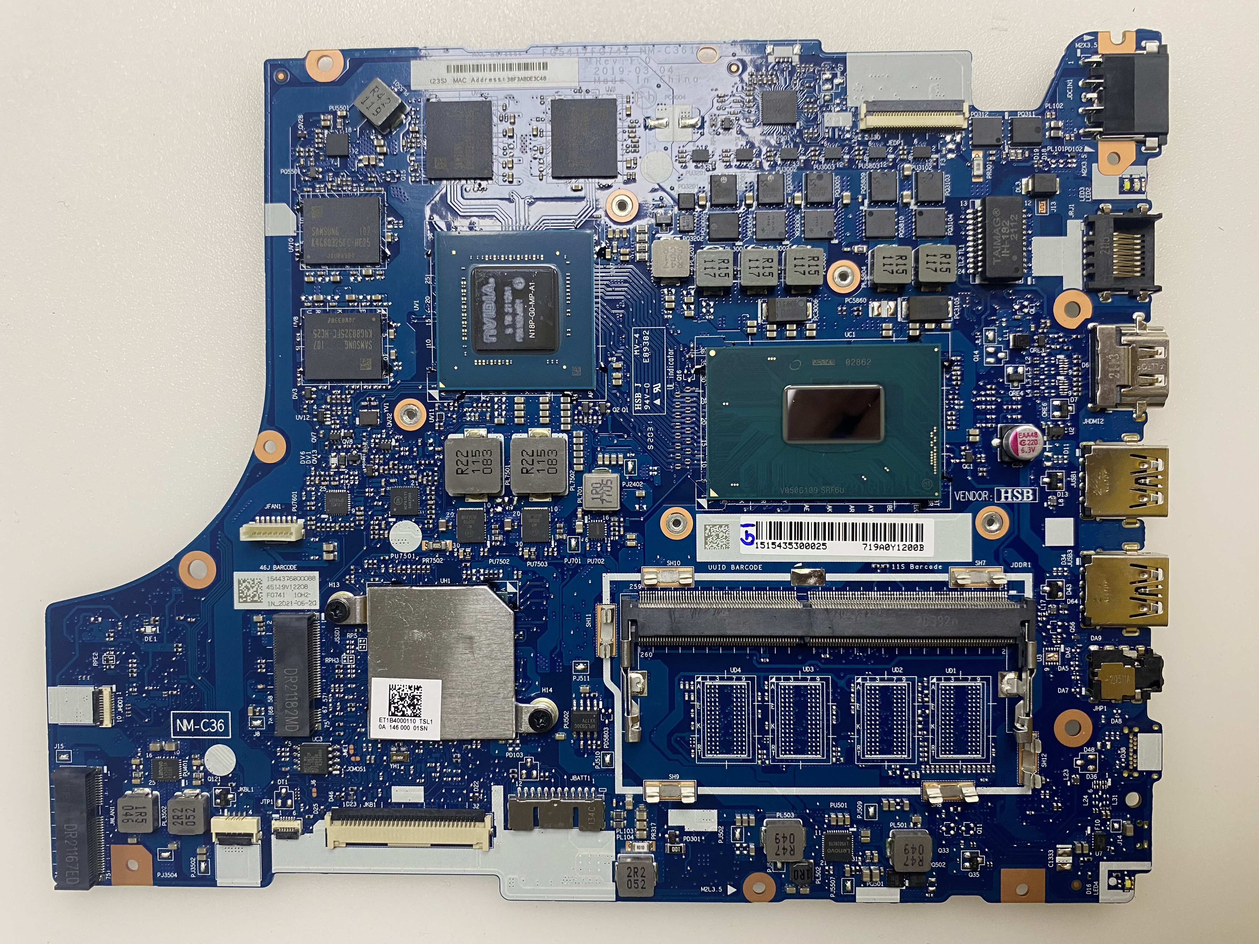 LENOVO NM-C361 LENOVO İDEAPAD L340-15IRH İ7-9750H SIFIR KART